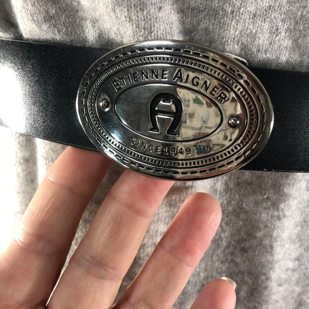 Etienne Aigner Black Leather Belt